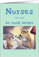 Nurses Day card, corgi dog nurse giving medicine card