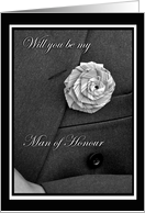 Will you be my Man of Honour Invitation, Jacket and Flax Flower card