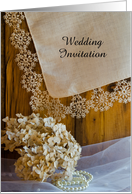 Wedding Invitation,Country Lace and Barn Wood,Custom Personalize card