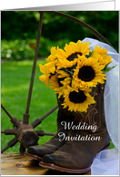 Wedding Invitation,Rustic Sunflowers Cowboy Boots,Custom Personalize card