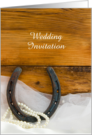 Country Wedding Invitation, Horseshoe and Pearls, Custom Personalize card