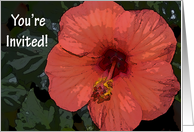 Party Invitation-Red Hibiscus Flower card