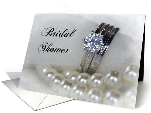 Bridal Shower Invitation Wedding Rings and Pearls card (548508)