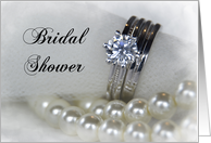 Bridal Shower Invitation Wedding Rings and Pearls card