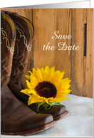 Wedding Save the Date Country Sunflower and Boots Custom Personalized card