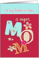 to my sister in law, happy mother’s day, bright letters & florals card