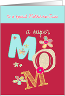 to my mother-in-law, happy mother in law day, bright letters & florals card