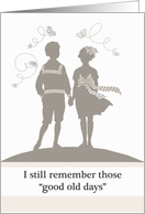 Happy Cousins Day, vintage retro boy and girl card