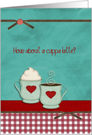 how about a cuppa coffee, two mugs on teal background card