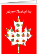 Canadian Happy Thanksgiving, Maple Leaf with apples card