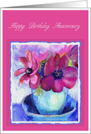 anemone pink happy birthday anniversary card