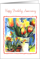 tulips happy birthday anniversary card