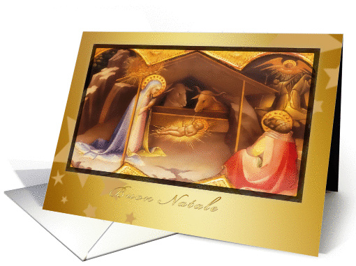 buon natale, merry christmas in Italian, josef and mary, nativity card