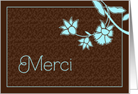 merci, thank you in French, elegant floral design card