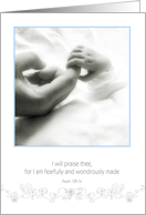 invitation, christening baby boy, Psalm 139, Christian card