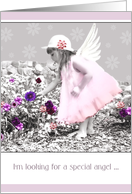 i’m looking for an angel who will be my flower girl, invitation card