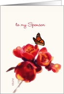 to my sponsor happy birthday blessings butterfly red flower card