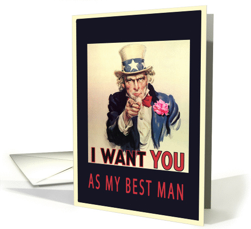 I want you as my Best Man, invitation, vintage Uncle Sam card (700988)