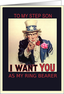 to my step son, please be my ring bearer, invitation card, vintage, card