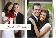 just married, photo card, contemporary card