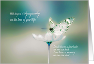 With deepest Sympathy on the loss of your Wife, white butterfly card
