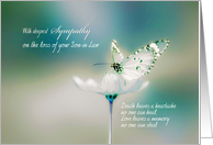 With deepest Sympathy on the loss of your Son-in-Law, white butterfly card
