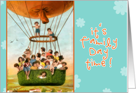 Invitation family day time, vintage hot air balloon, children card