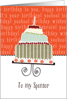 to my sponsor, happy birthday, cake & candle card