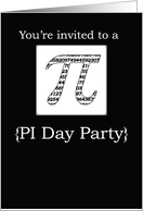 Pi Day Party Invitation Black and White Pi with 3 14 card