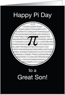 Pi Day to Son Black and White 3 14 Circle card