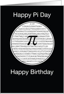 Pi Day Birthday Black and White 3 14 Circle card