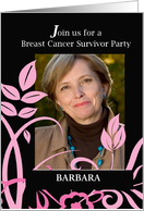 Photo Custom Invitation Cancer Survivor Party Pink Black card