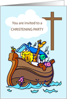 Boy Christening Party Invitation Noahs Ark card