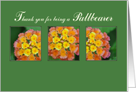 Pallbearer Thank You Funeral Flowers on Green card