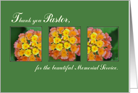 Thank You Pastor Memorial Funeral Service Flowers on Green card