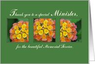 Thank You Minister Memorial Funeral Service Flowers on Green card