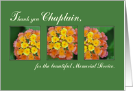 Thank You Chaplain Memorial Funeral Service Flowers on Green card