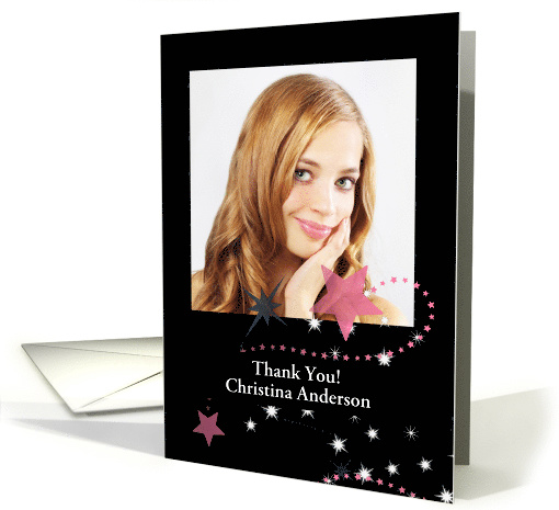 Thank You From Graduation Gift Custom Photo Card Name for Girl card