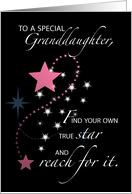 Granddaughter Graduation Star Congratulations Pink Black card