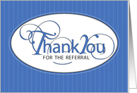 Referral Thank You Business Blue Black White with Stripes. card