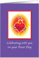 Feast Day May Your Heart Burn with Love on Purple card