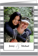 Congratulations Photo Engagement Gray Stripes card