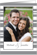 Invitation for Engagement Party Customize Photo Names Gray Stripes card