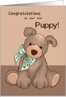 New Puppy Congratulations Dog with Green Ribbon card