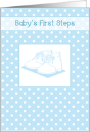 Baby Boys First Steps Blue Shoes Polka Dots card