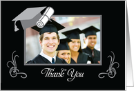 Thank You Graduation Custom Photo Black and Gray card