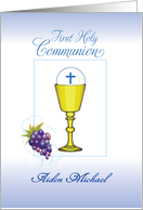 Personalize Name Boy Aiden First Communion Chalice card