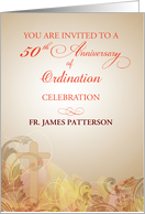 Priest 50th Anniversary of Ordination Invitation Tan Swirls card