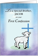 Brother Customizable for Name Jacob First Confession Congratulations card