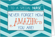 Nurses Day Amazing with Teal Chevron Stripes card